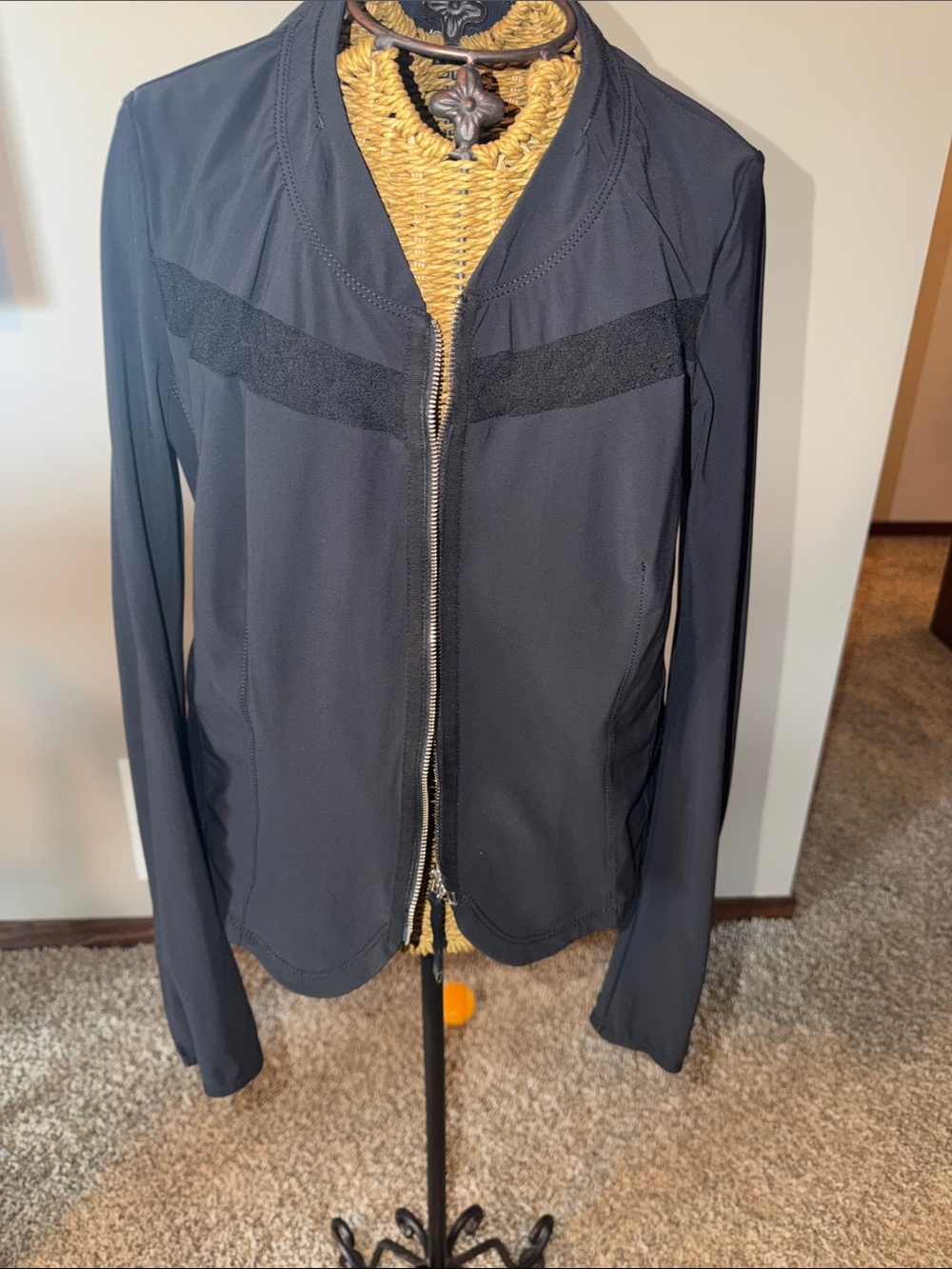 Women’s Black Zip-Front Bomber Jacket